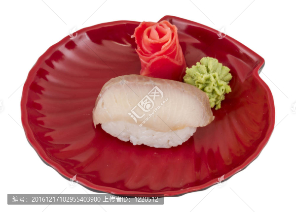 一個(gè)年輕的黃獅魚(yú)壽司特寫(xiě)