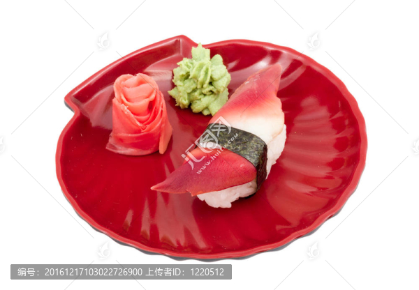 Hokkigai,Mollusc,sushi在白色背景