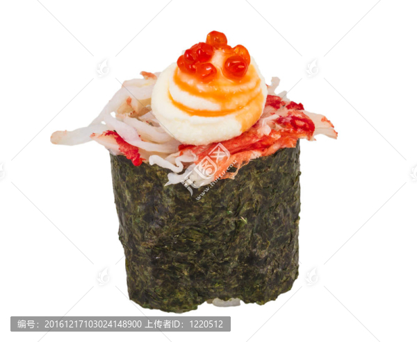 蟹与蟹虾寿司酱白色隔离B片