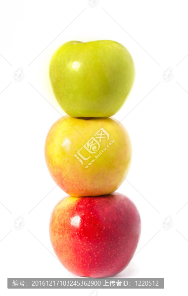 白色的三個彩色蘋果