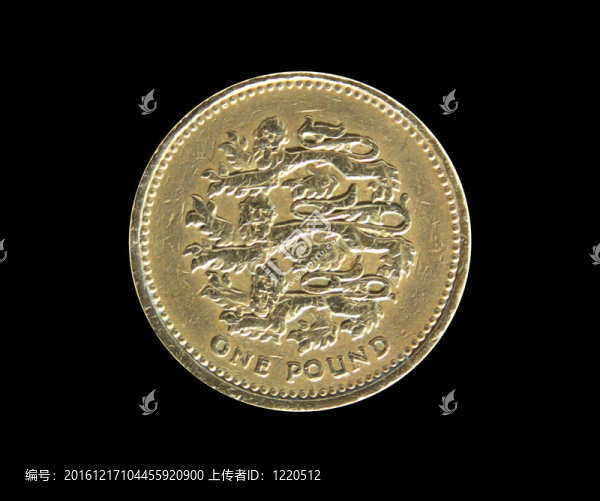 黑色背景上一磅硬幣