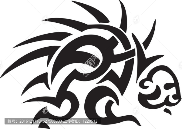 在部落風格的豪豬插圖