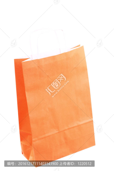 購物橙色禮品袋和蘋果隔離