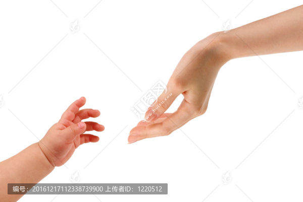 兒童和成人的雙手；H
