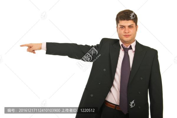 嚴重的商人指著