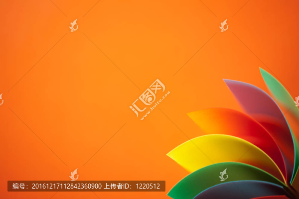 橙色背景的彩色紙結(jié)構(gòu)