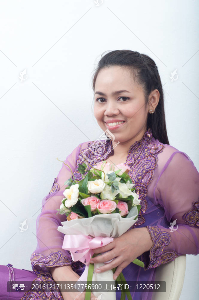 亞洲的泰國(guó)女紫色穆斯林服飾-,banduang