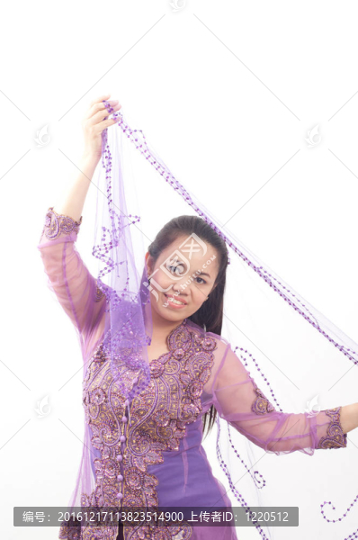 亞洲的泰國女紫色穆斯林服飾-,banduang