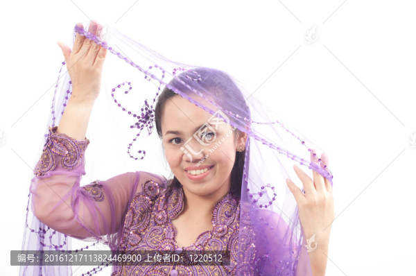 亞洲的泰國(guó)女紫色穆斯林服飾-,banduang