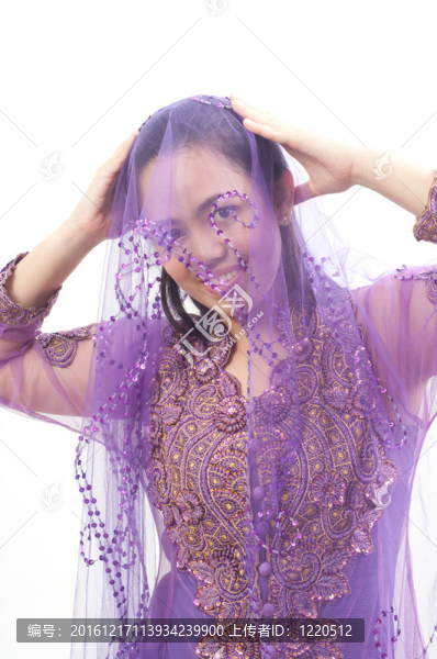 亞洲的泰國(guó)女紫色穆斯林服飾-,banduang