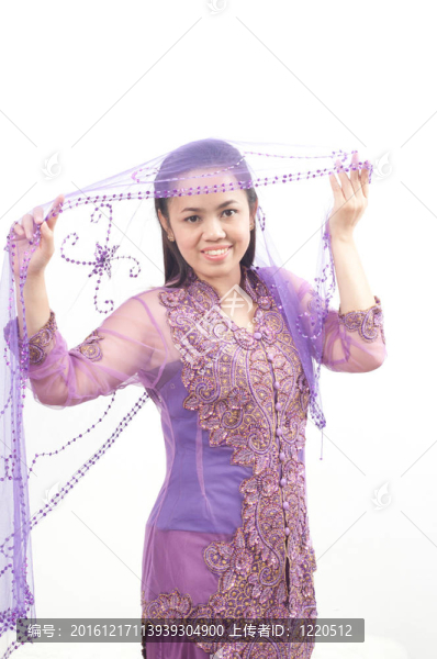 亞洲的泰國(guó)女紫色穆斯林服飾-,banduang