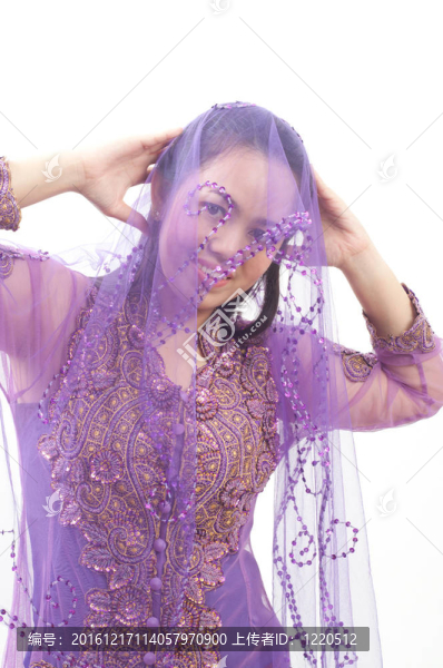 亞洲的泰國(guó)女紫色穆斯林服飾-,banduang