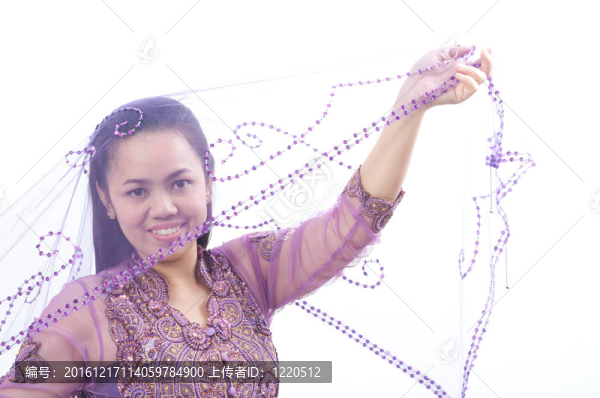 亞洲的泰國(guó)女紫色穆斯林服飾-,banduang