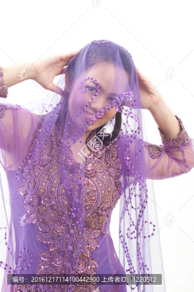 亞洲的泰國(guó)女紫色穆斯林服飾-,banduang