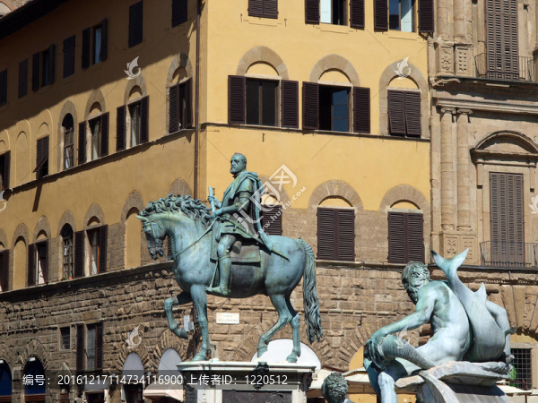 市政廣場的騎馬雕像Cosimo,de,Medici的gianbologna我