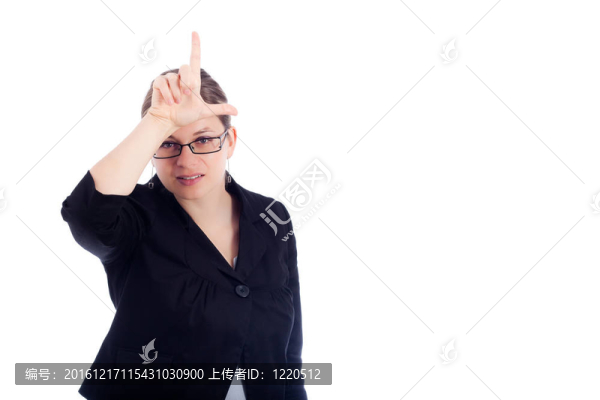商業(yè)女性的手勢失敗者的標(biāo)志