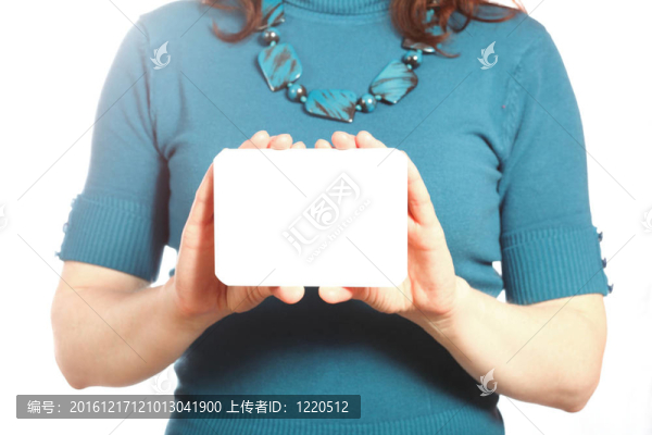 婦女手中的名片空白