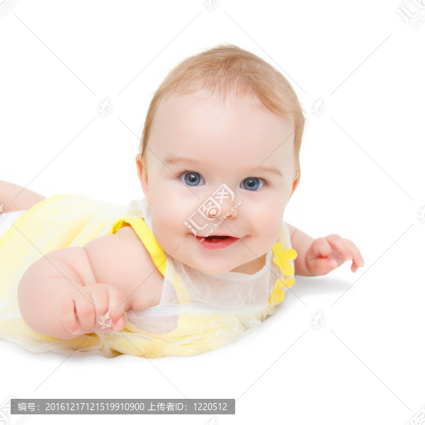 白色背景爬行嬰兒
