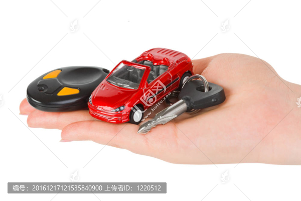 手與鑰匙和汽車