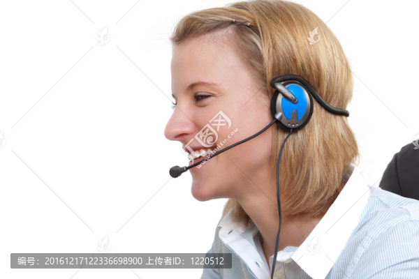 漂亮的客服服務(wù)員帶耳機(jī)