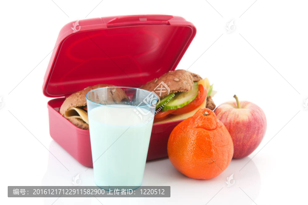 健康面包的午餐盒
