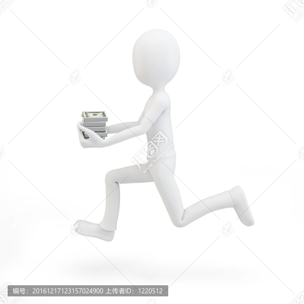 三維人與成堆的現(xiàn)金運(yùn)行