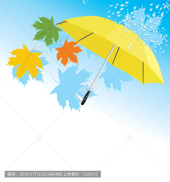 黃色的雨傘和楓葉