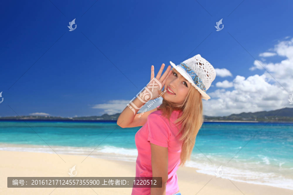 海灘；熱帶；沖繩；婦女