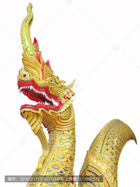 金色的巨大的Naga雕像