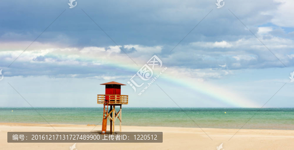在納博訥海灘上的沙灘救生艙；朗格多克地區(qū)；法國