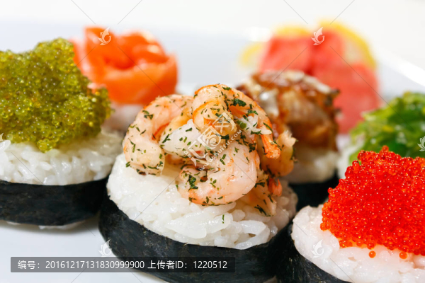 壽司或鰻魚；蝦；魚子魚子醬；芥末和三文魚