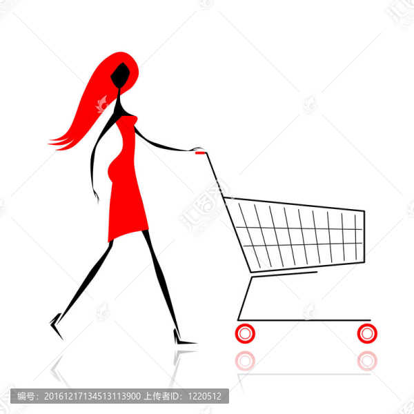 婦女與購物車為您設計