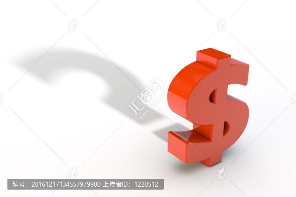 紅色美元貨幣符號與問題Mark,Shadow
