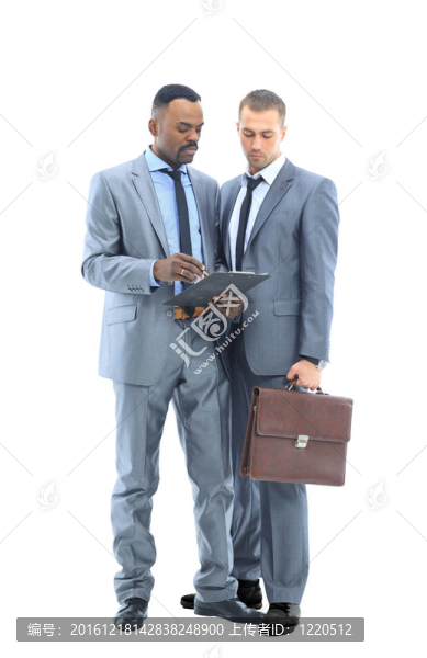 兩位商人談高分辨率的孤立工作室圖片。