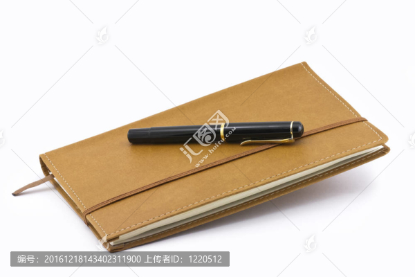 皮革筆記本和筆隔離