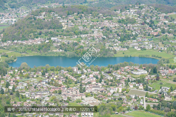 從Monte,Generoso到盧加諾和Switzerl的湖景