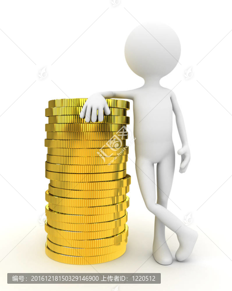 帶白色背景金幣的3D人