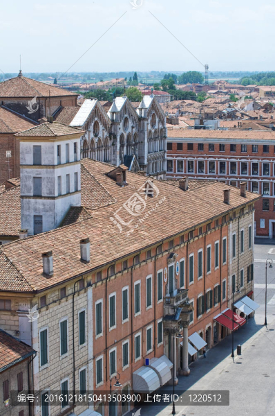 Ferrara的全景。Emilia,Romagna。意大利.