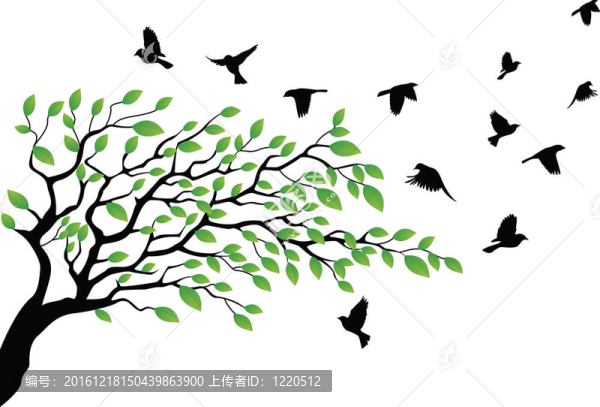樹(shù)剪影鳥(niǎo)飛