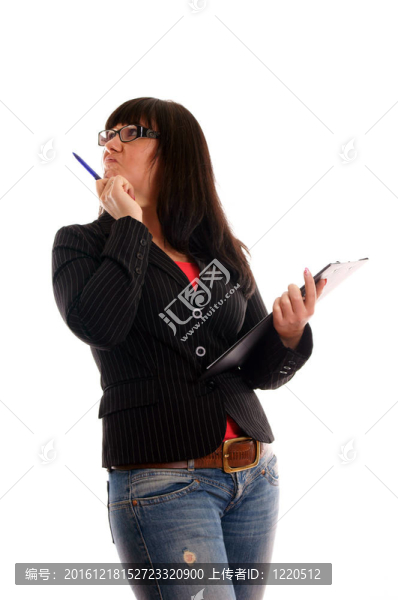 帶書寫墊的婦女
