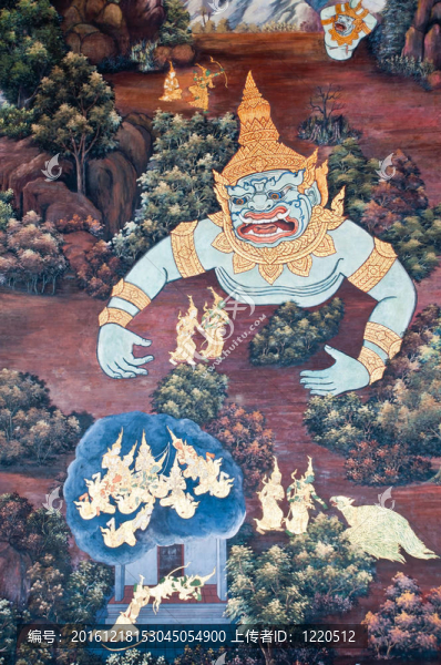 泰國壁畫上墻；Wat,Phra,Kaew；曼谷
