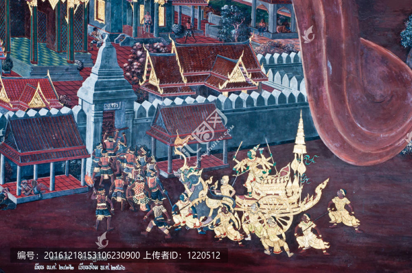 泰國壁畫上墻；Wat,Phra,Kaew；曼谷