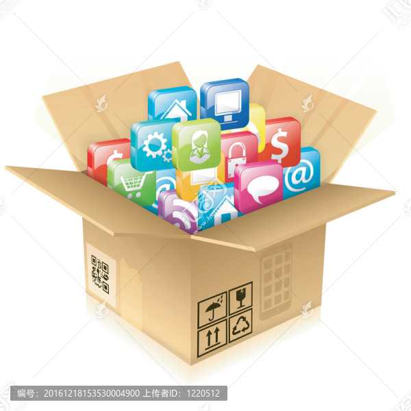 帶圖標(biāo)的紙板箱