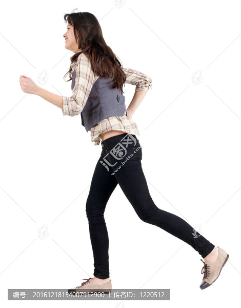 黑發(fā)女孩運行后視圖