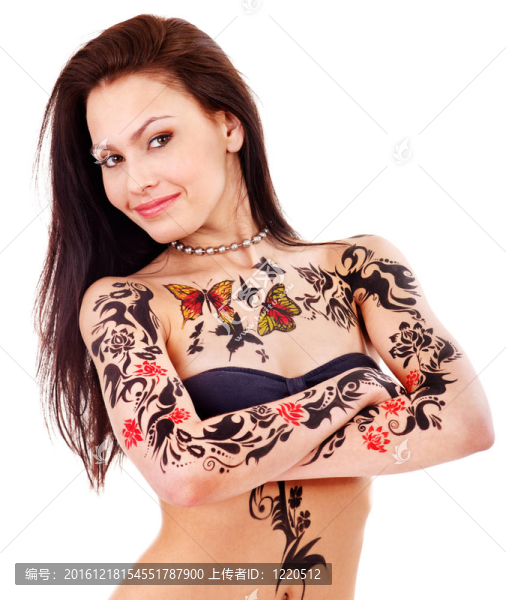 女孩與身體藝術(shù)。