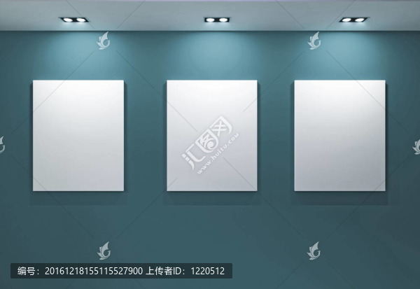 畫(huà)廊與空框架在藍(lán)色墻上