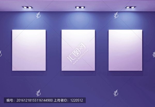 畫廊與空框在紫色墻上