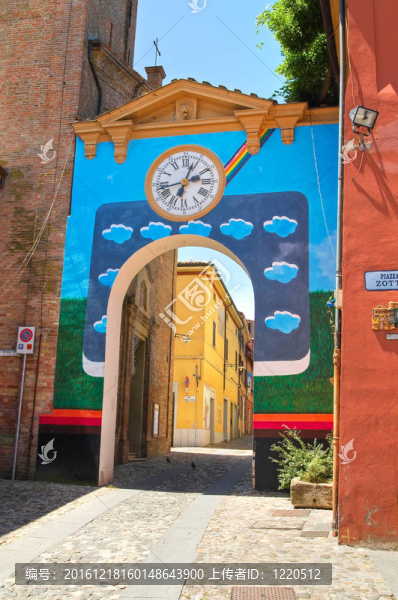 小巷。多扎。Emilia,Romagna。意大利.