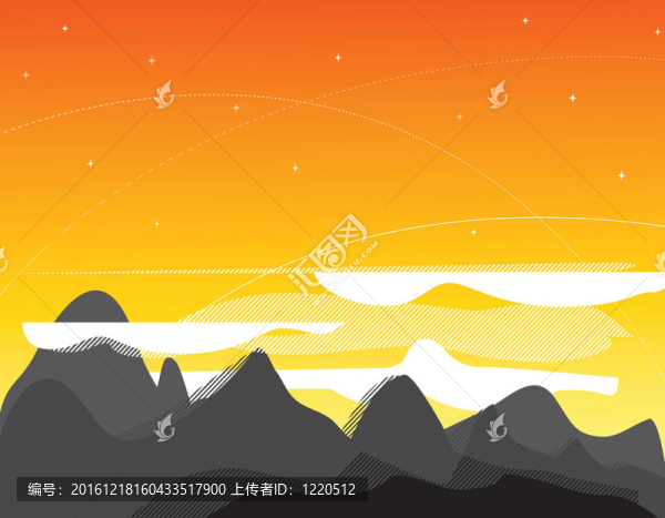 山；云與日出