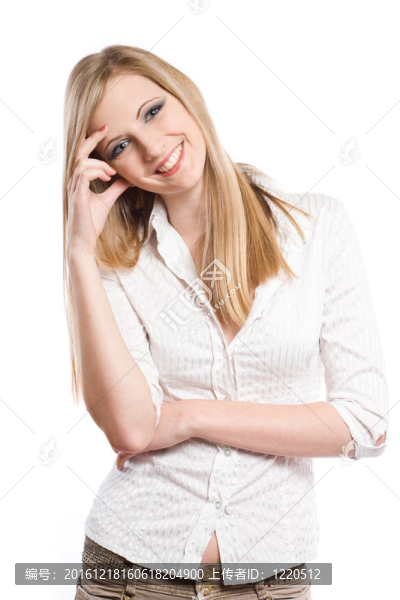 非常快樂(lè)的年輕金發(fā)女人。